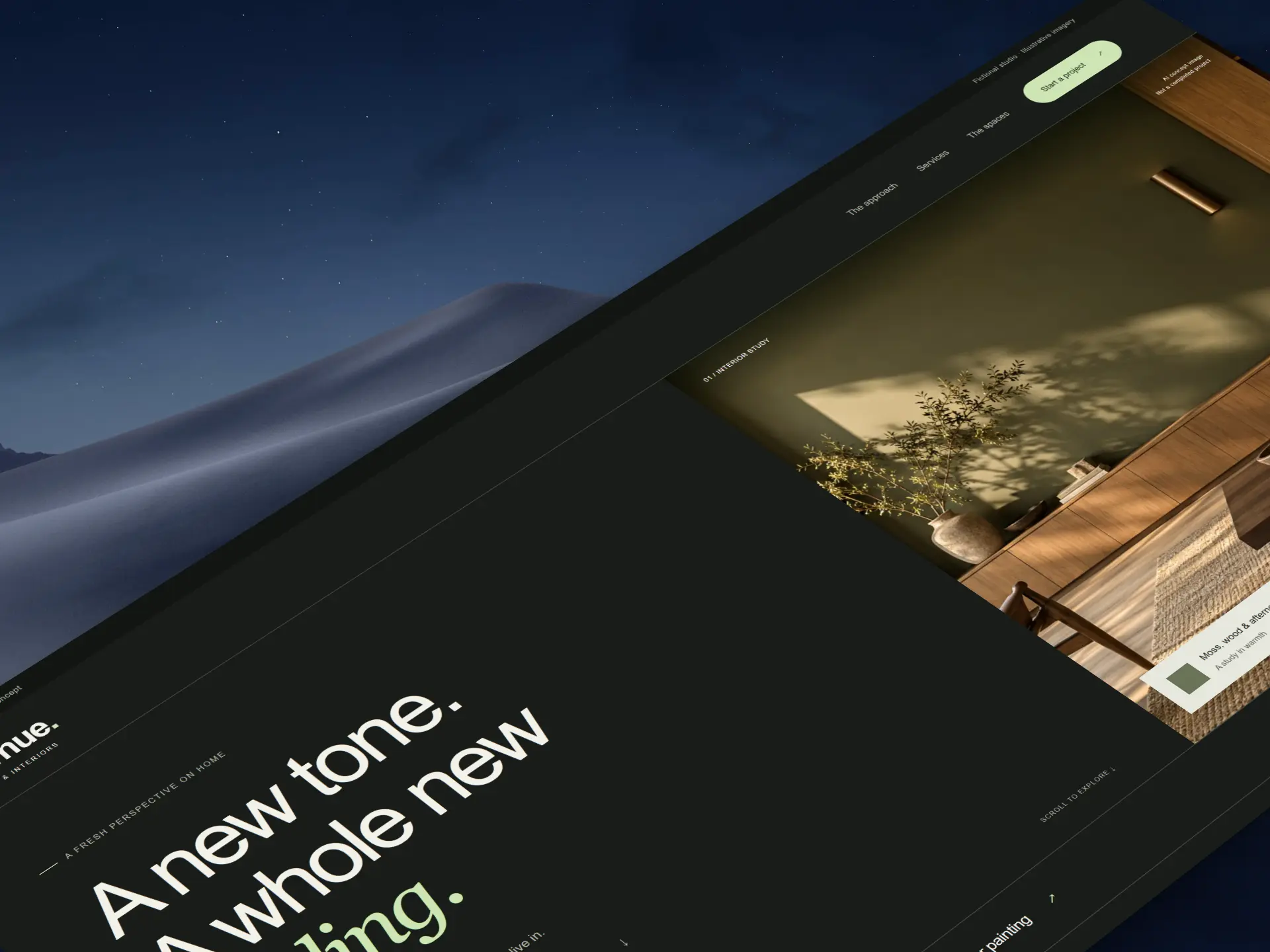 Afterhue — dark painting and interiors website concept