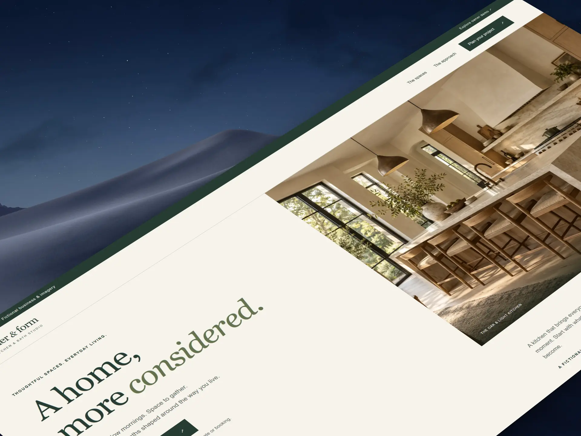 Alder & Form — kitchen and bathroom remodeling website concept